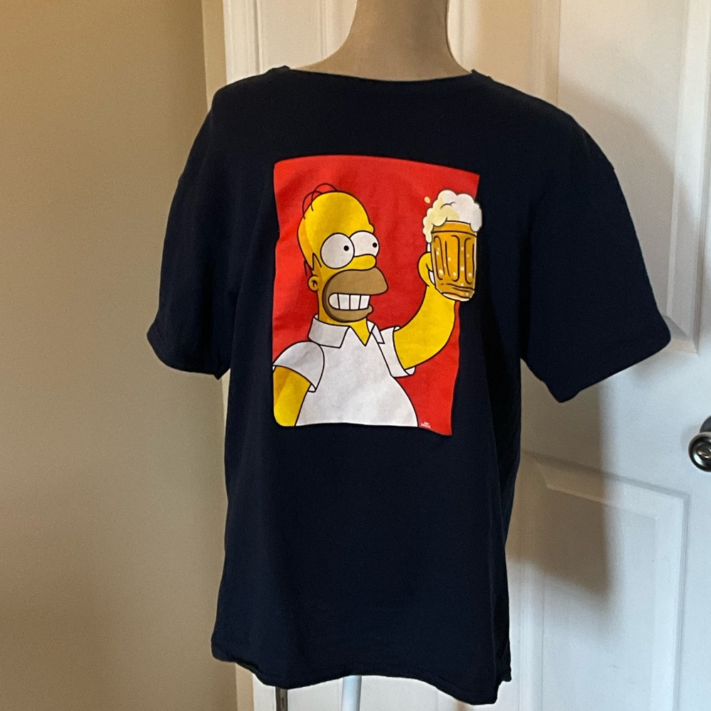 Navy Blue Graphic Tee with Cartoon Print